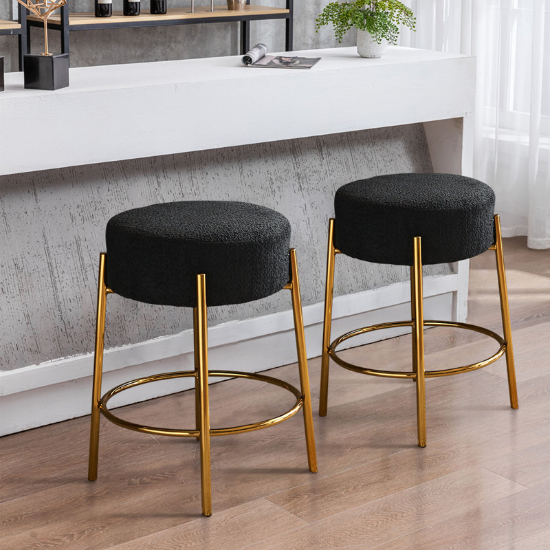 Tabouret de comptoir 24 po Charneco, Or, Noir