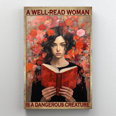 «A Well Read Woman», reproduction d'art rectangulaire sur toile tendue 2 pièces