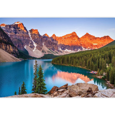 Sunset Mountain Range Valley Forest Paintable Wall Mural -  IDEA4WALL