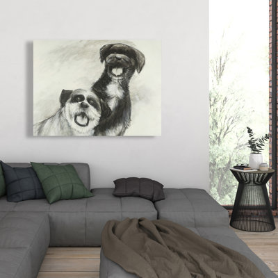 Happy dogs sketch - Illustrative canvas for home decor