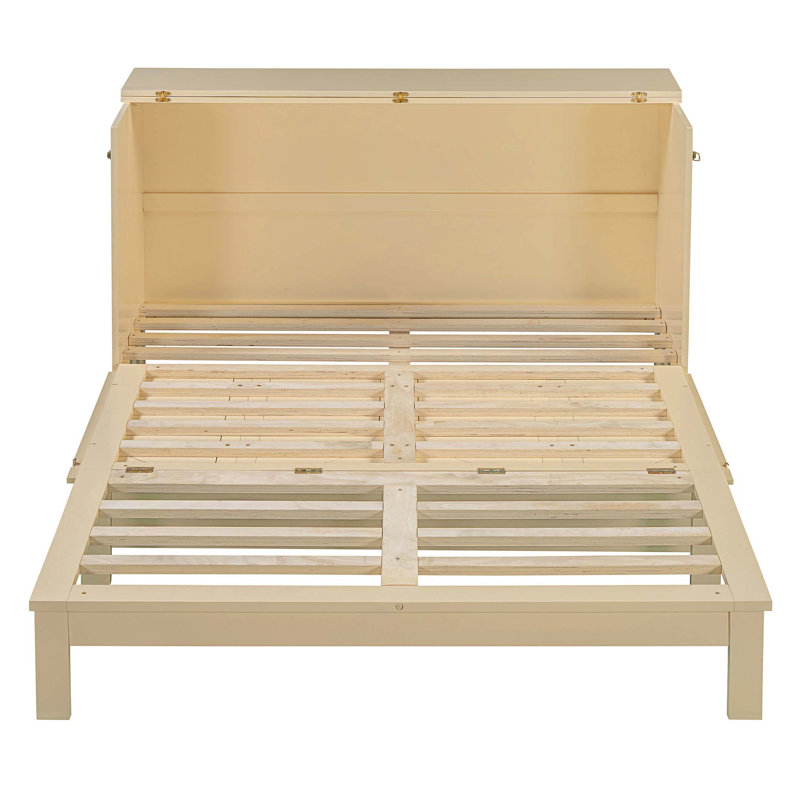 Murphy Bed with Large Drawers, Queen, Gold