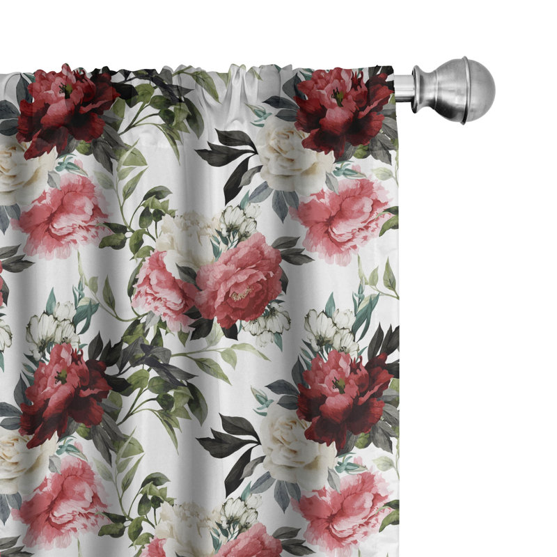 Shabby Flora Floral Semi-Sheer Rod Pocket Curtain Panels, 28" x 63"