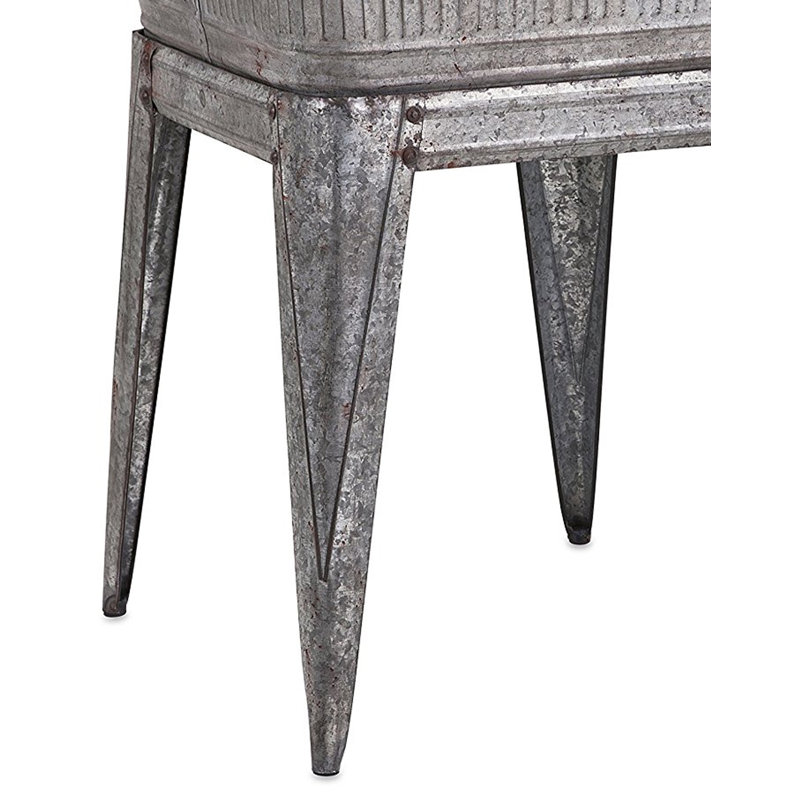 Perryman 32" Multi-Functional Galvanized Metal Tub on Stand with Angled Legs, Gray 