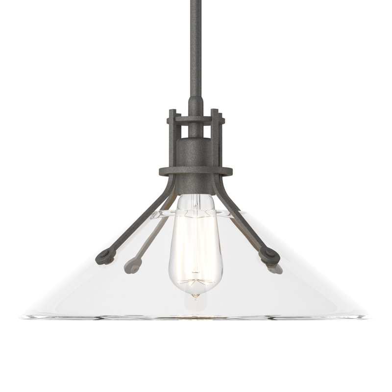 Henry 1 - Light Single Cone Pendant, 56.3'' H X 14.4'' W X 14.4'' D, Clear, Natural Iron