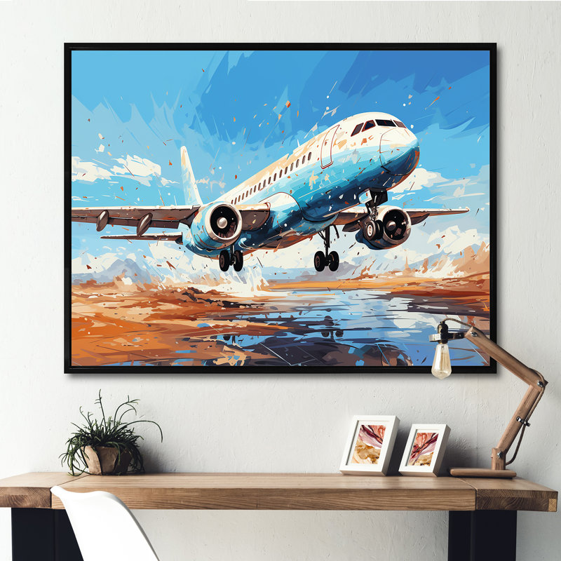 «Plane Prelude To Flight Adventure II», reproduction sur toile, H 12 po x l 20 po x P 1 po, Cadre flottant noir