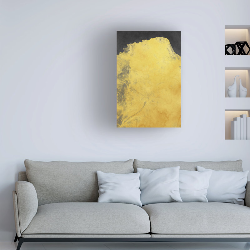 Art sur toile, noir et jaune 01, H 19 po x l 12 po