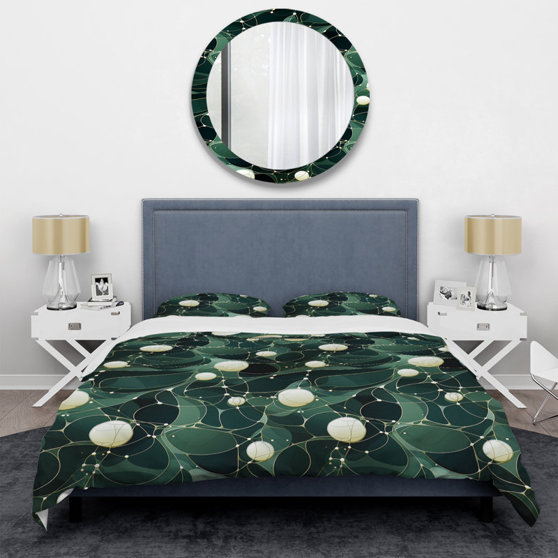 Ensemble de housse de couette Green Popart Techno Tangles III, Housse de couette pour grand lit et 2 taies décor