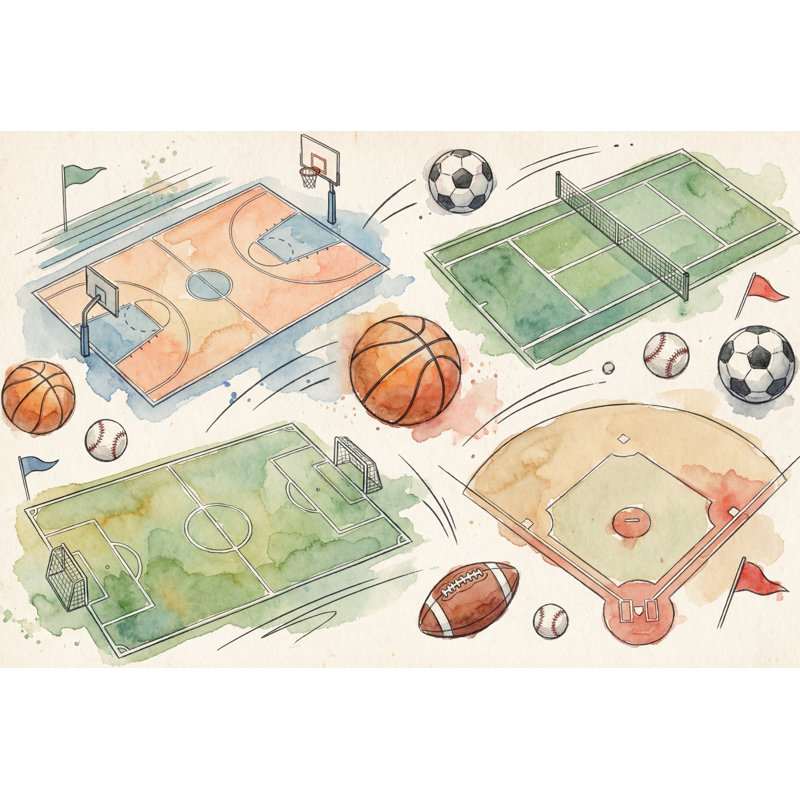 Papier peint sport avec aquarelle abstraite, Peler et coller, 200 po x 120 po