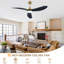 Ventilateur de plafond 52 pales 52 po Indooor avec ensemble d'éclairage et télécommande, lumière DEL à intensité variable, 6 vitesses, moteur à courant continu réversible, minuterie