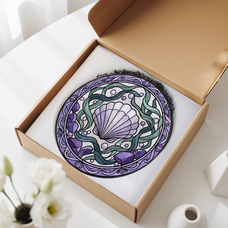 Panneau de vitrail Seashell Design - H 12 po, H 12 po