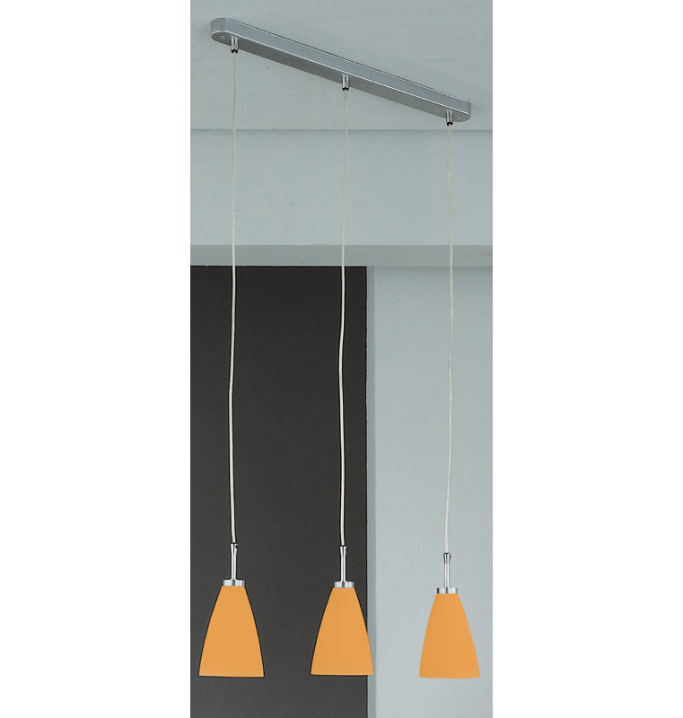 Tasha 3 - Light Kitchen Island Pendant, Matt orange