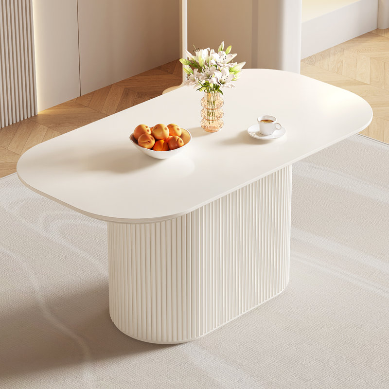 Oval White Dining Table for 6, Minimalist and Versatile (Table Only), 75.3cm H x 160cm W x 85cm D