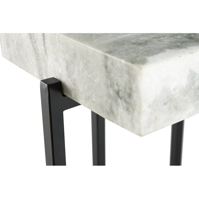 Ayvaz 24'' Tall Genuine Marble Top End Tables, Set Of Two