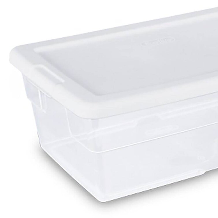 Sterilite 6 Qt. Clear Plastic Storage Box with White Lid