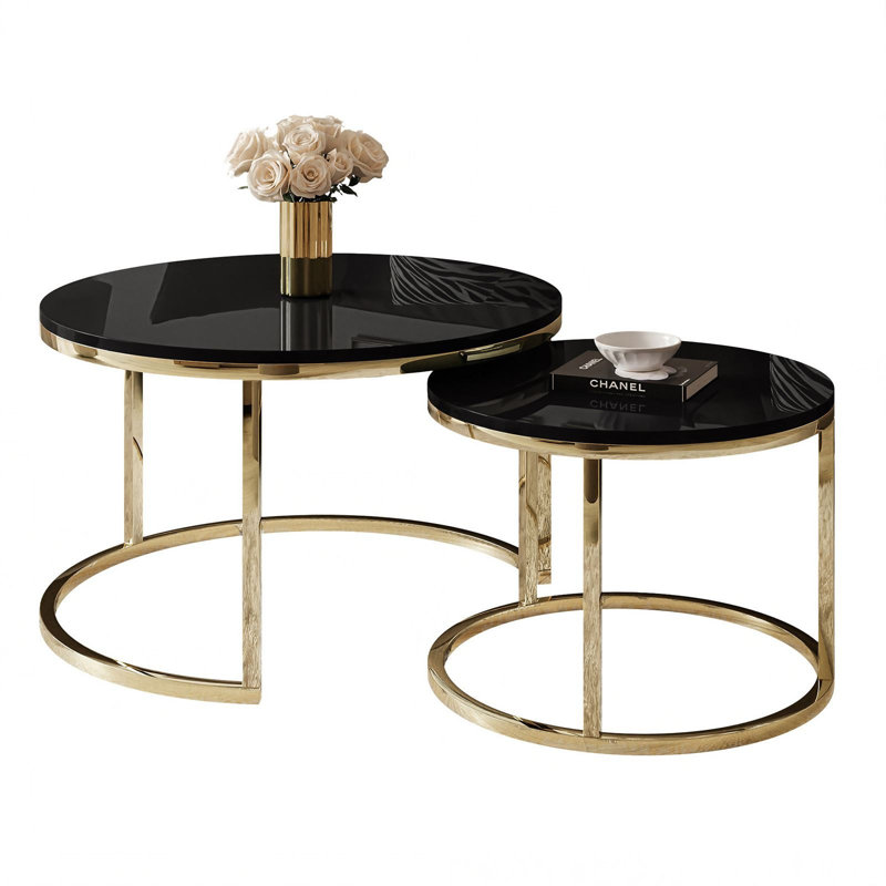 Micheroux 2 Piece Coffee Table, Black