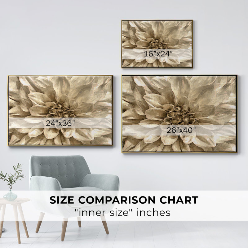 «Neutral Wall Flower I», reproduction d'art sur toile, H 25 po x l 37 po x P 2 po, Or