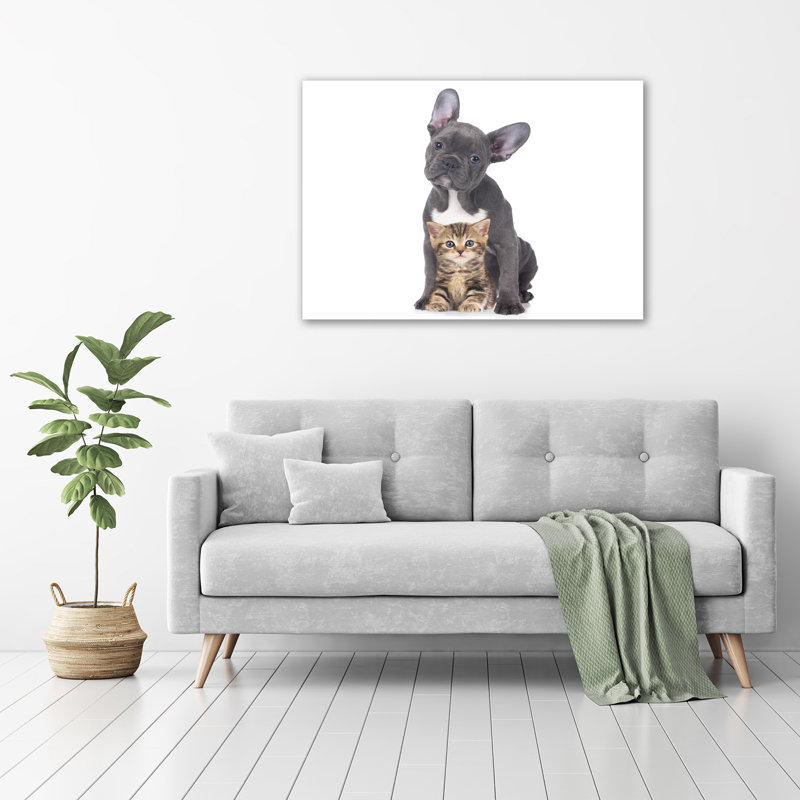 Dog And Cat - Wrapped Canvas Print