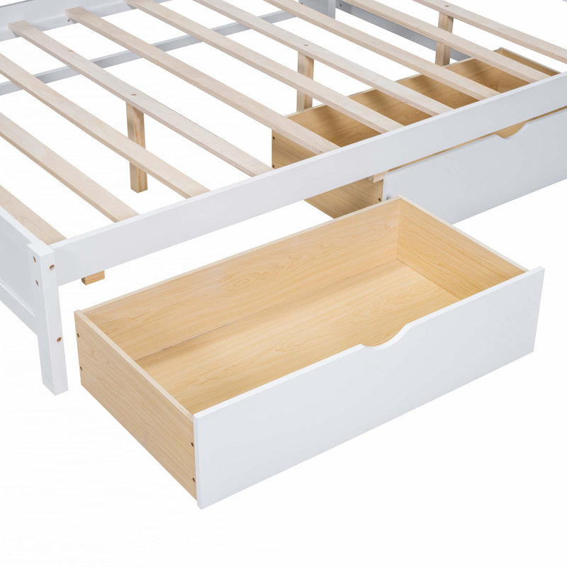 Lit de jour avec tablette de rangement et ports de chargement USB, Complet/Double, Blanc