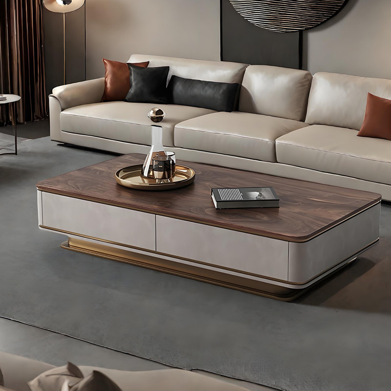 Solid Wood Rectangular Storage Coffee Table, 14.17" H x 62.99" L x 31.49" W
