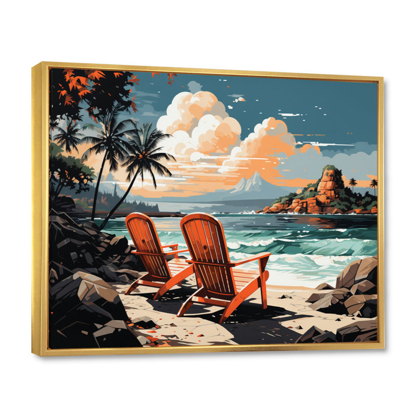 Ambriah Beach Tropical Vibes VI sur toile, 12" H x 20" W, Cadre flottant doré