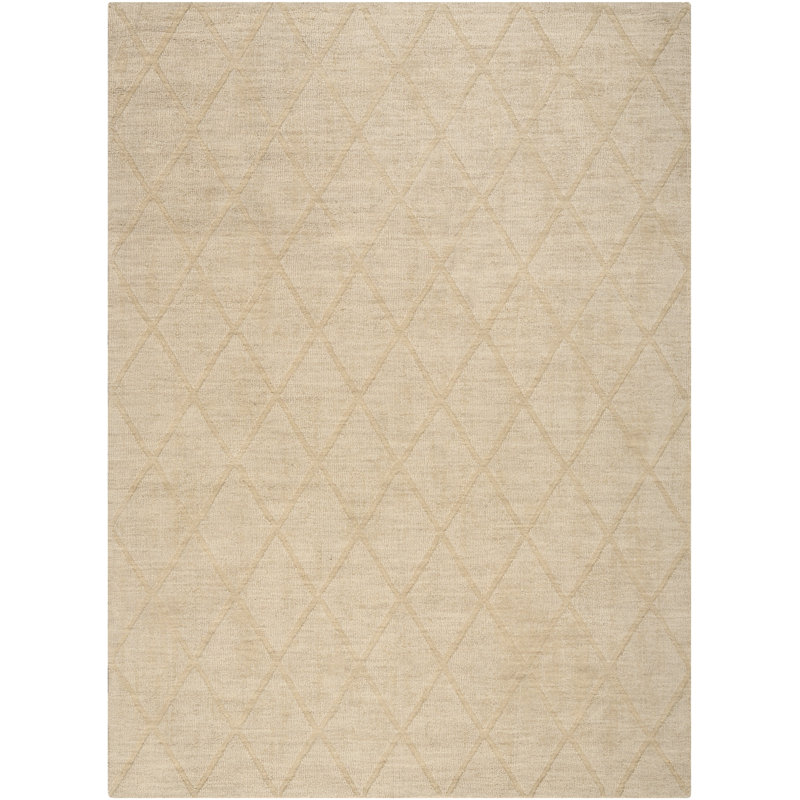 Ebern Designs Chatwin Beige Modern Wool Indoor Rug, Rectangle 5'3" x 7'3"