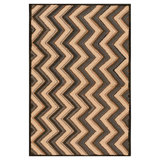 1960s Brown Zig Zag Vintage American Hooked Rug 4'6" x 6' Handwoven Wool Carpet