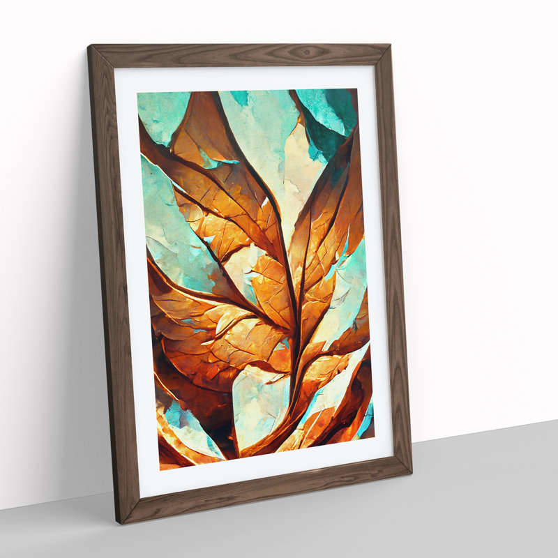 Leaf - Framed Print, 34cm H x 25cm W x 2cm D, Walnut