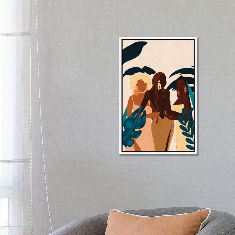Sisters by Reyna Noriega - Print on Canvas, 101.6 cm H x 66.04 cm W, White Framed