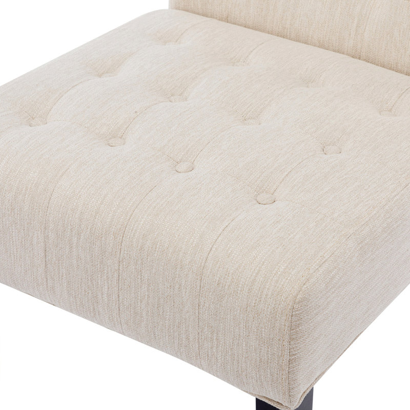 Emmalie 23'' Wide Tufted Slipper Chair Set, Beige Fabric