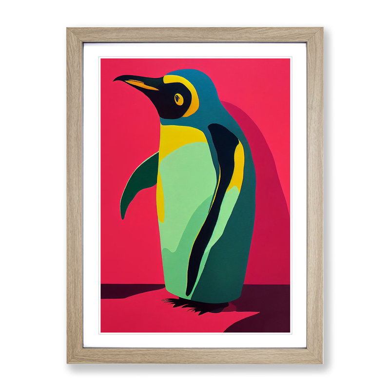 Penguin Abstract No.8 - Wall Art, 64cm H x 46cm W, Oak Frame