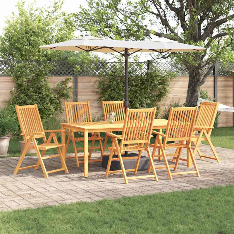 6 - Person Acacia Wood Patio Dining Set with Rectangular Table