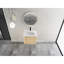 Meuble-lavabo de 61 cm (24 po) avec lavabo en céramique blanche, porte à fermeture amortie, emballage démonté, contreplaqué, chêne américain - Meuble-lavabo élégant, fermeture silencieuse, bords arrondis, nettoyage facile, style moderne, installation facile, résistant aux égratignures et