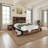 Bilal 51.2" Queen Size Bed Frame with Storage LED Bookcase Headboard&4 Storage Drawers,Brown-177877561-184046699