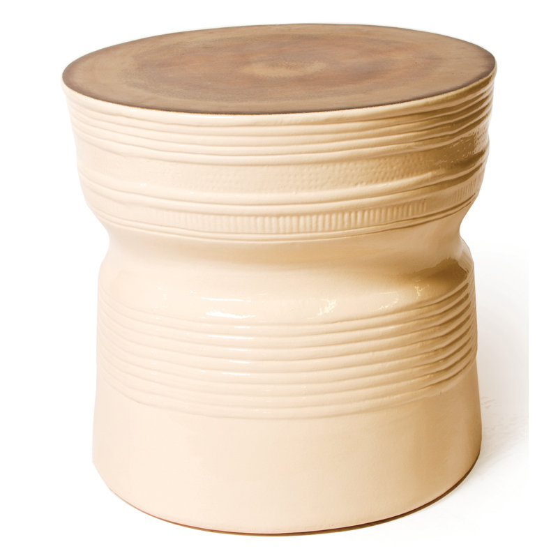 Ancaris Outdoor Round Side Table, Tuscan Orange, Metallic