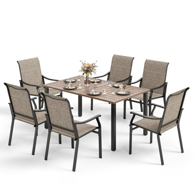 Sutiya 6 - Person Patio Dining Set Umbrella Hole Included Rectangular Table