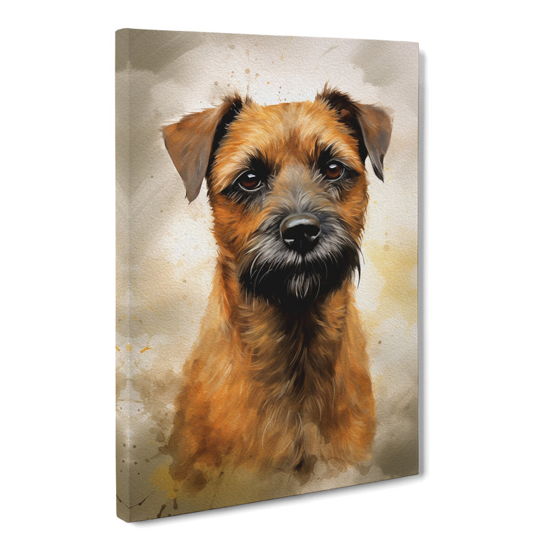 Border Terrier Modern - Wrapped Canvas, 60cm H x 40cm W x 3cm D