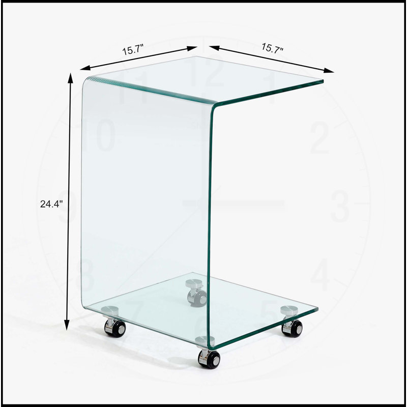 C-shaped Clear Tempered Glass Side & End Table, Versatile and Stylish for Any Space