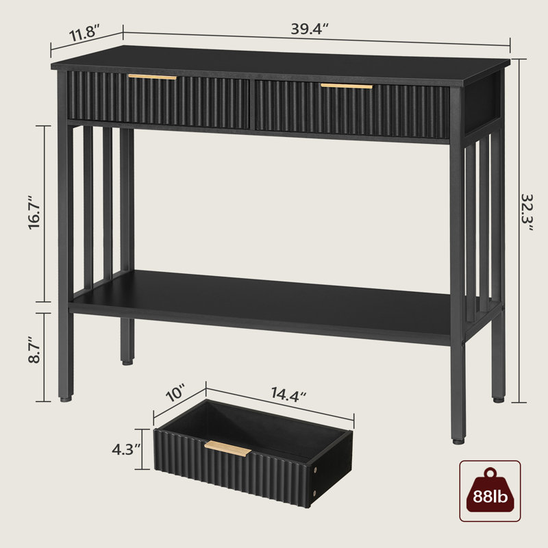 Olague 39.4" Console Table with Storage, Black