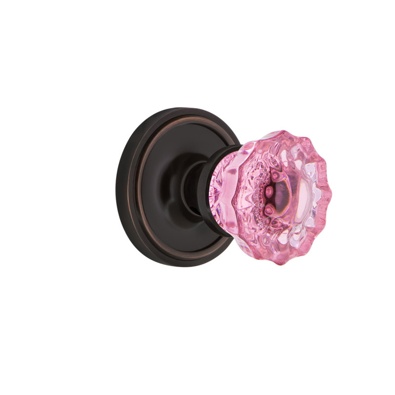 Rosette classique avec bouton de porte rose cristal, Bronze intemporel