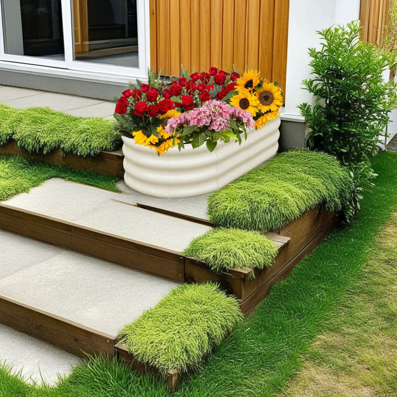 Galvanized Elevated Garden Bed, White