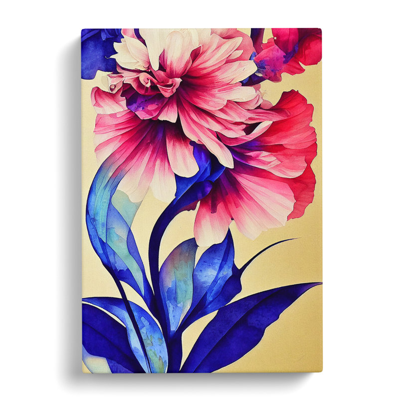 XV1022-4262X Stunning Watercolour Flowers No.4 - Print, Wrapped Canvas, 50cm H x 35cm W, No Matte