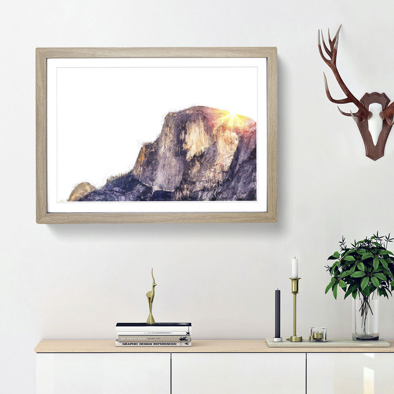 Half Dome at in California - Picture Frame Painting Print, 33cm H x 45cm W x 2cm D, Oak Framed