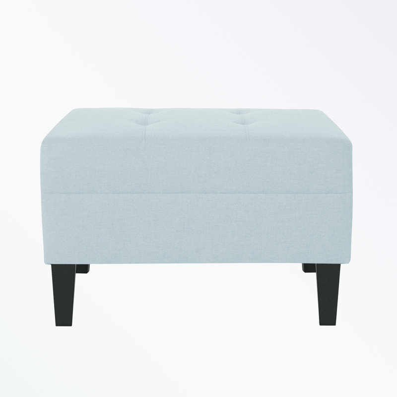 Anjuman Upholstered Ottoman, Light Sky, Light Sky Polyester