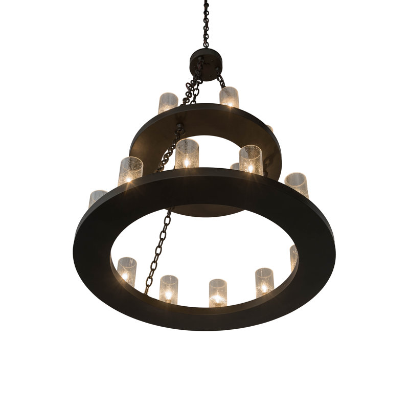 Timeless Bronze 18-Light Wagon Wheel Chandelier with Clear Glass