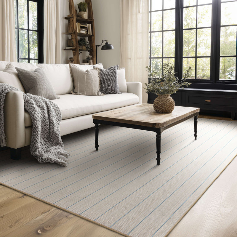 Tapis intérieur / extérieur en polyester tissé à la machine Bar Harbor, Beige, 9 pi x 12 pi