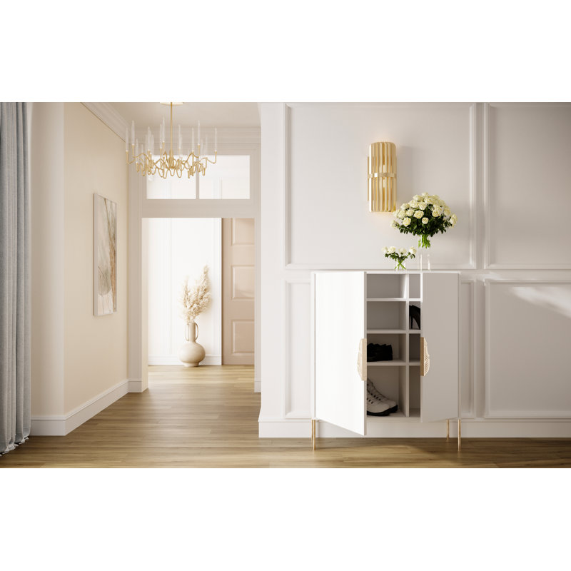 Phillipsburg 8 Pair Shoe Storage Cabinet, White