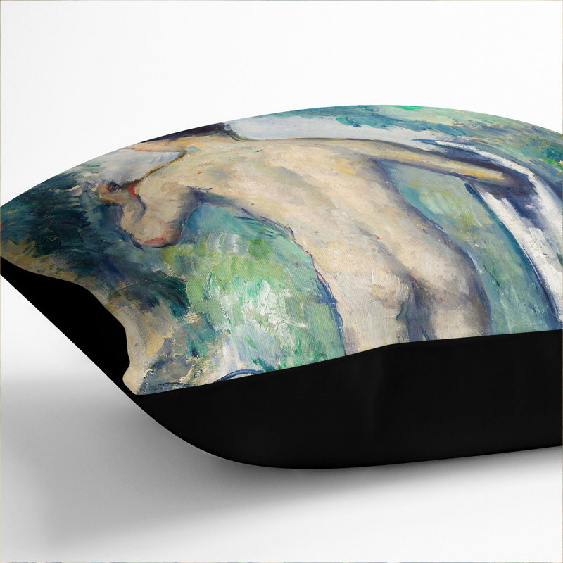 Standing Bather Square Throw Cushion, Black, 55cm H x 55cm W x 20cm D