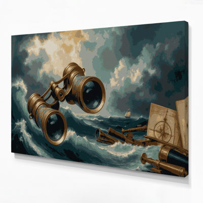 «Nautical Jumelles», art mural sur toile noire