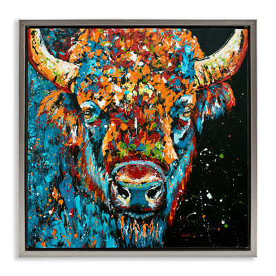 Modern Bison with Paint Splatter