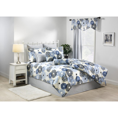 Sabrina blue marigolds cotton Comforter Set